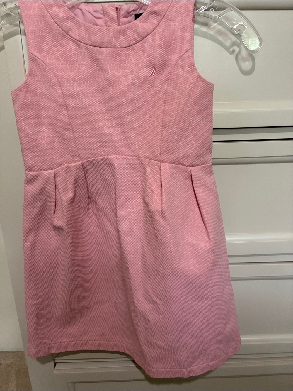 Nautica Girls Pink Textured Sleeveless Dress